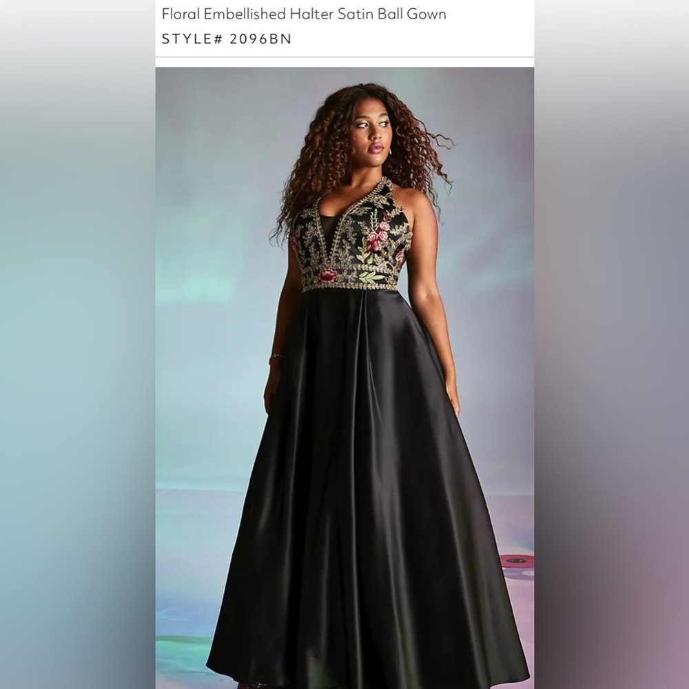 Satin Formal Gown by Blondie Nights embroidered pockets - Picture 2 of 9